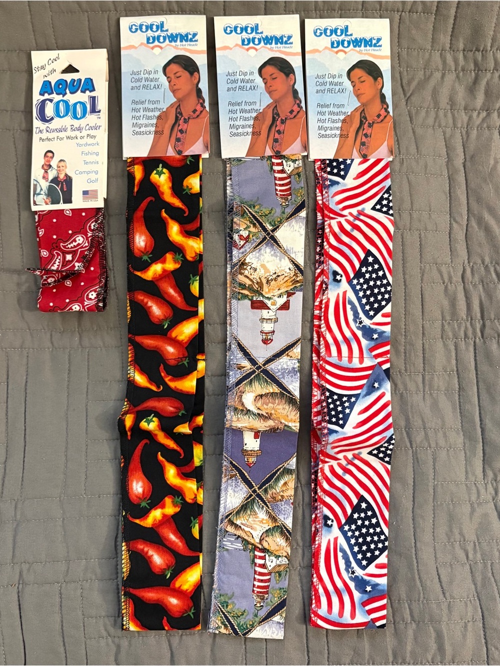 COOL DOWNZ/ & Aqua Cool Neck Wraps Menopause Hot Flashes, Migraine - 4 NEW.